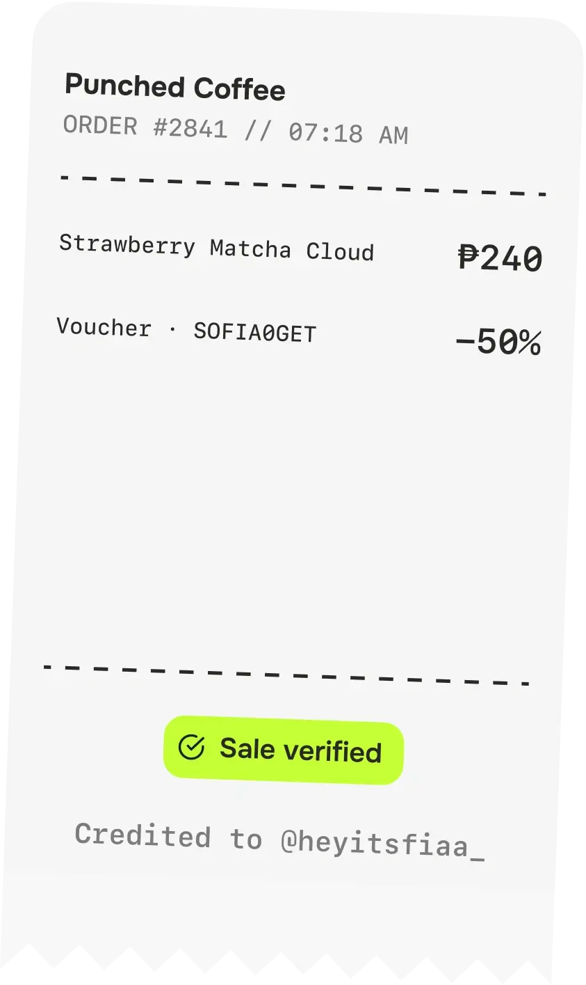 Punched Coffee receipt